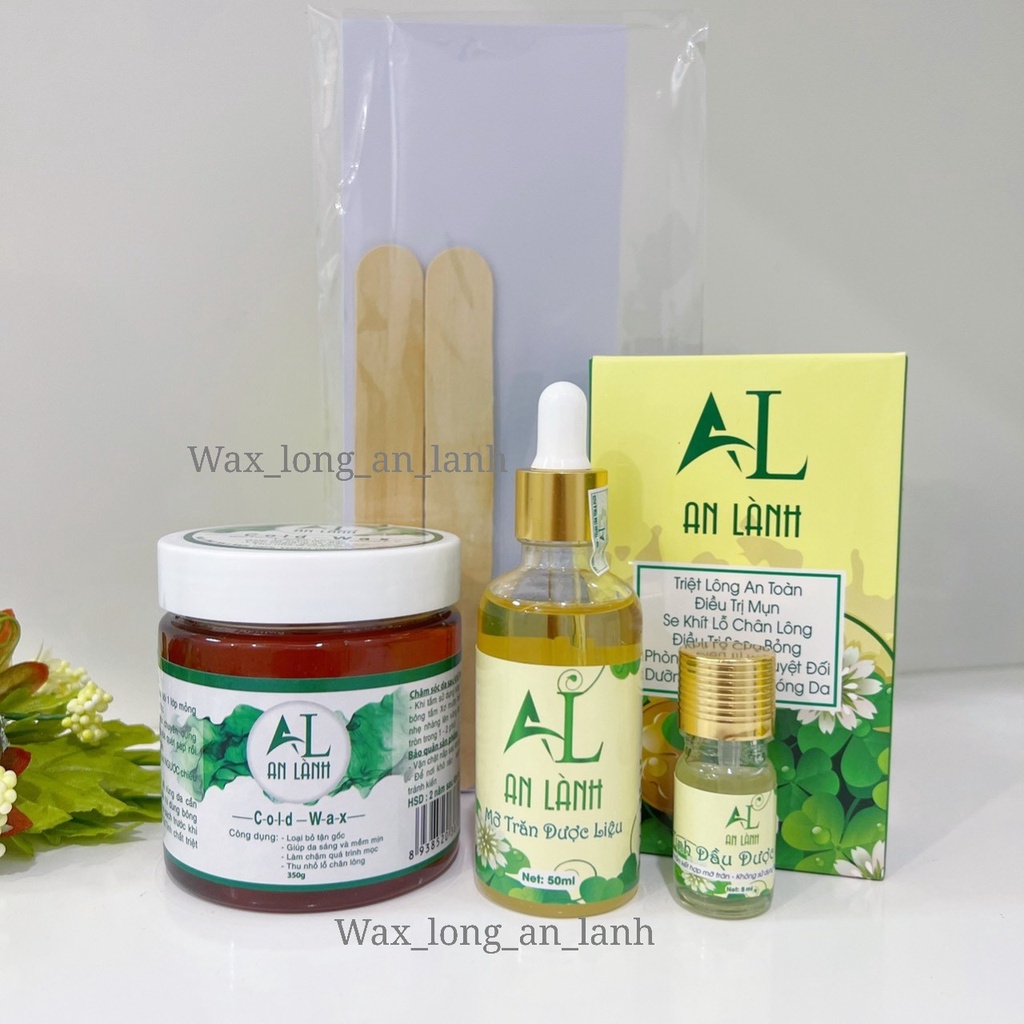 Combo Triệt Lông Vĩnh Viễn An Lành [1wax+1 mỡ trăng+1 tinh dầu dược liệu+ 50 giấy &amp; 2 que gỗ ]- handmade