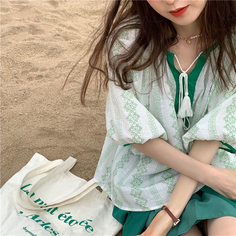 Áo Sơ Mi Tay Ngắn Dáng Rộng Phong Cách Hàn Quốc Cổ Điển Thời Trang Cho Nữ