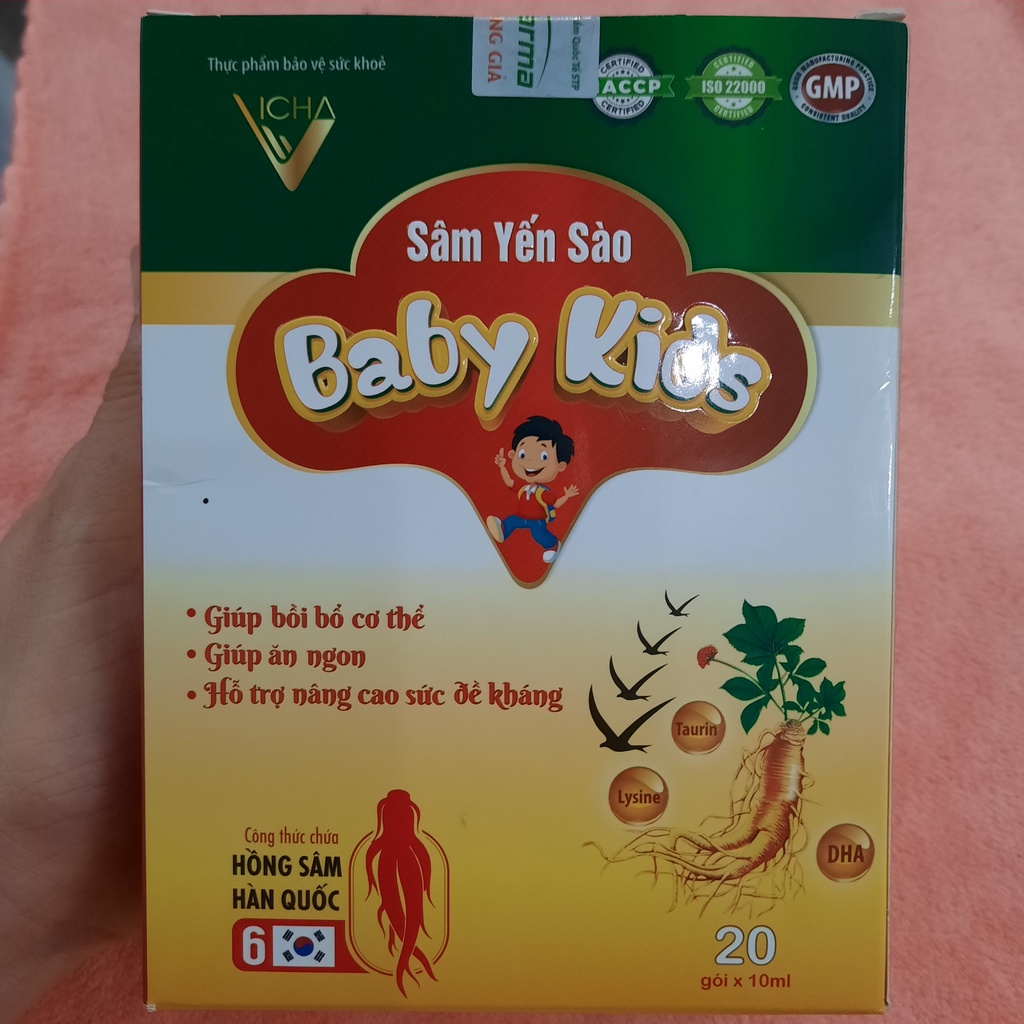 Siro ăn ngon babykids Vicha,sâm yến sào giúp bé ăn ngon,tăng hấp thu,tiêu hoá tốt, BABYKIDS Vicha (hộp 20 góix10ml) | Thế Giới Skin Care