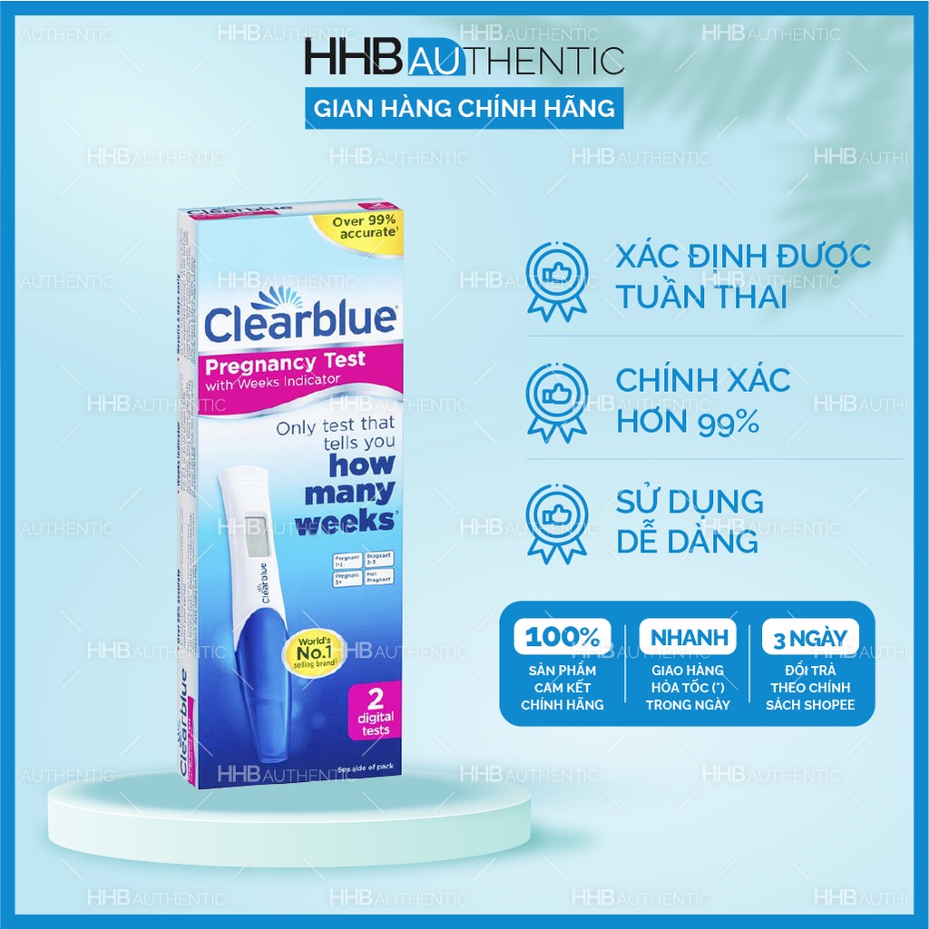 Que thử thai điện tử hiện rõ tuần thai Clearblue How Many Weeks - Xuất xứ Úc