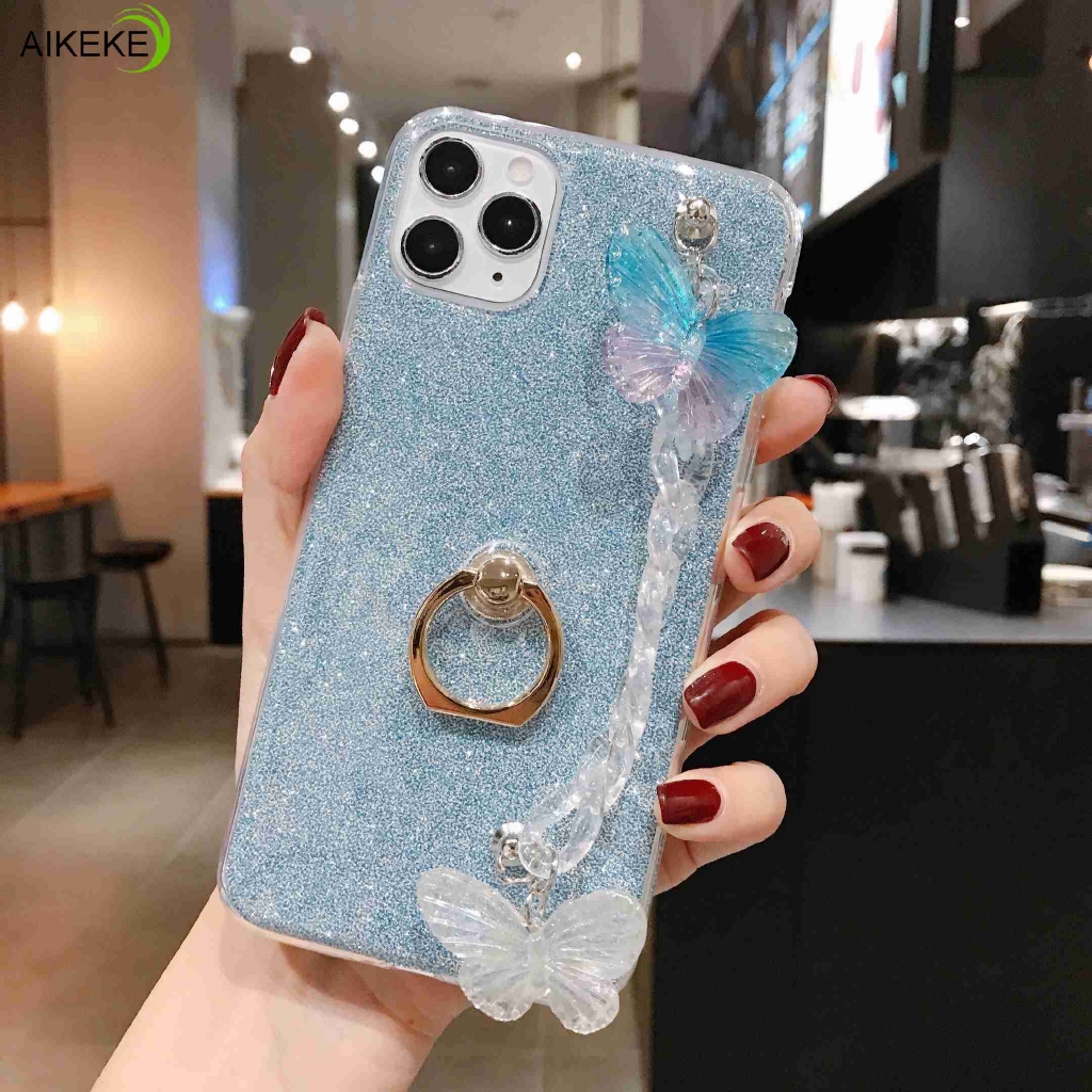 Meizu M5c M5s M1 Metal M6 Note M5 Note M3e Case Pearl Butterfly Bowknot Bracelet Holder Stand Ring Glitter Bling Luxury Soft TPU Case Cover