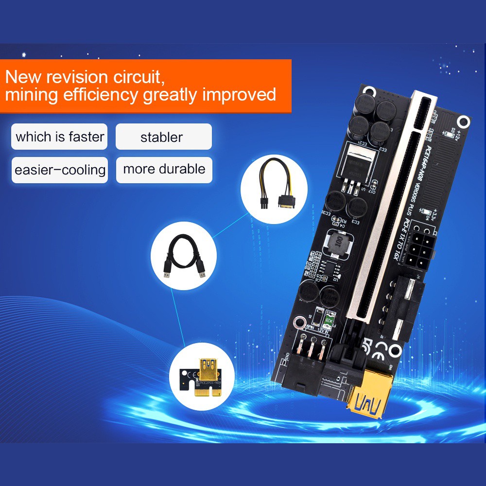 Card Đồ Họa Ver009S Plus Pci-E 009s Pcie X1 Sang X16 6pin Power 60cm Usb 3.0 | BigBuy360 - bigbuy360.vn