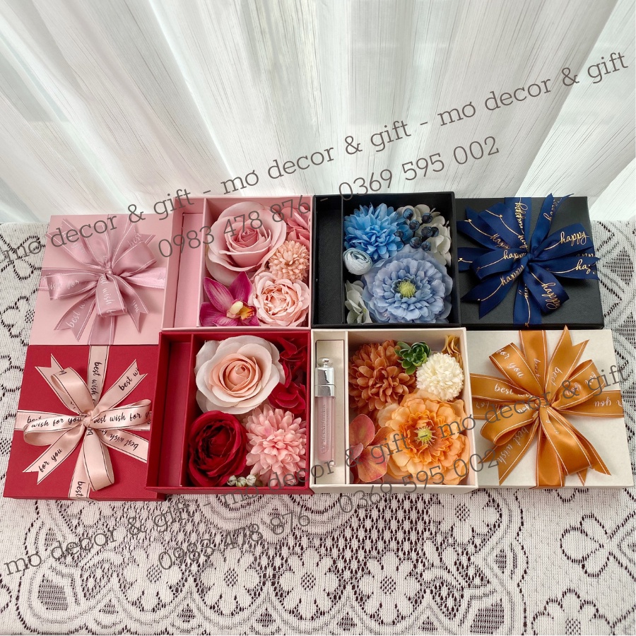Hộp Đựng Son 13,5 x 13,5cm Mic Hoa Lụa Siêu Đẹp - Handmade By Mơ Decor