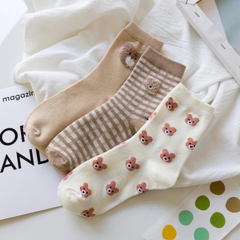 Đôi vớ mềm in hình gấu dễ thương thời trang cho học sinh