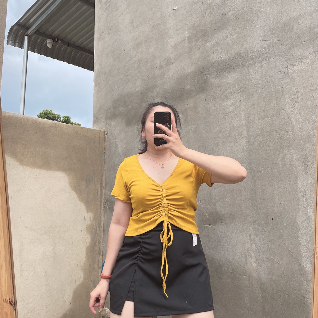 Áo Croptop Nữ Bigsize Rút Dây Chất Vải Loại 1 Lên Phom Dễ Thương A37
