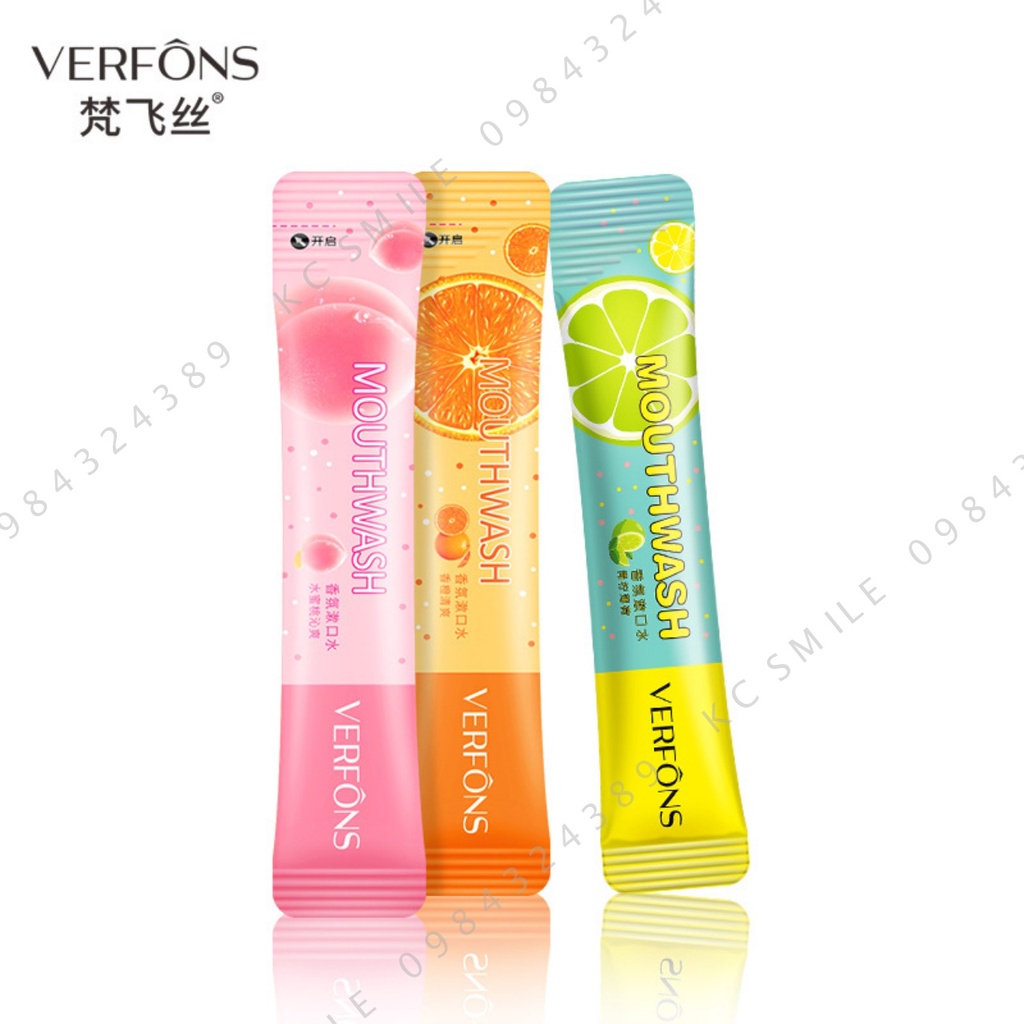 Nước súc miệng vị đào, cam, chanh bạc hà gói 10ml - Khử trùng miệng, hơi thở thơm mát dài lâu, Vệ sinh răng miệng