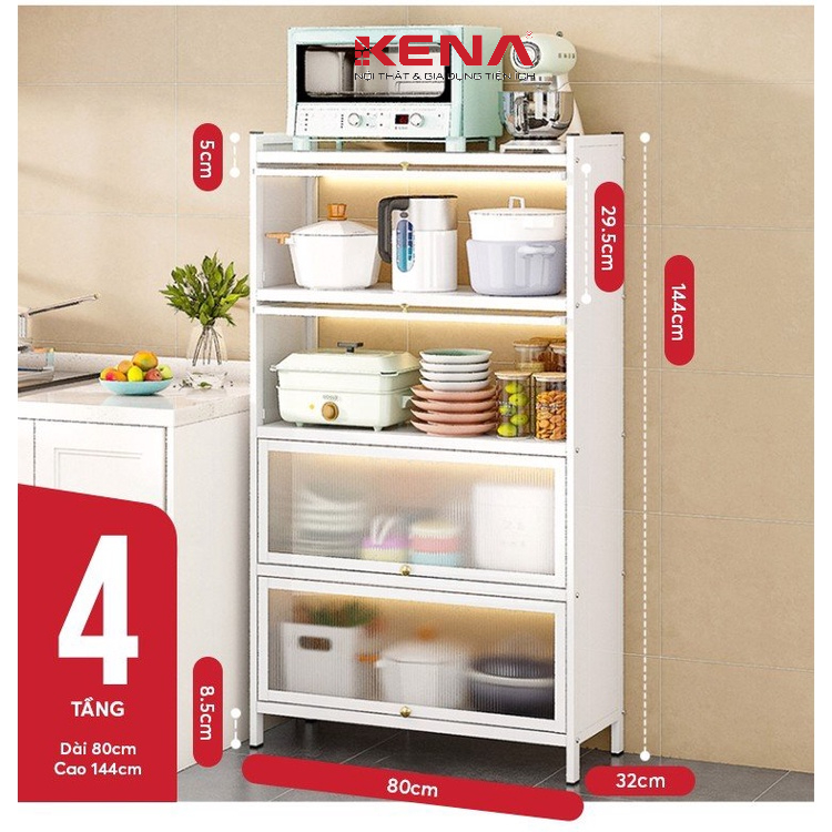 Kệ bếp thông minh, kệ bếp lắp ráp KENA phiên bản 80 cm khung sắt phủ sơn tĩnh điện cao cấp KN 26-4