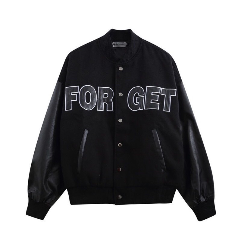 Áo Khoác Bomber Unisex FOR GET , Áo Khoác Nam Nữ Chất Nỉ Phối Tay Da 2023