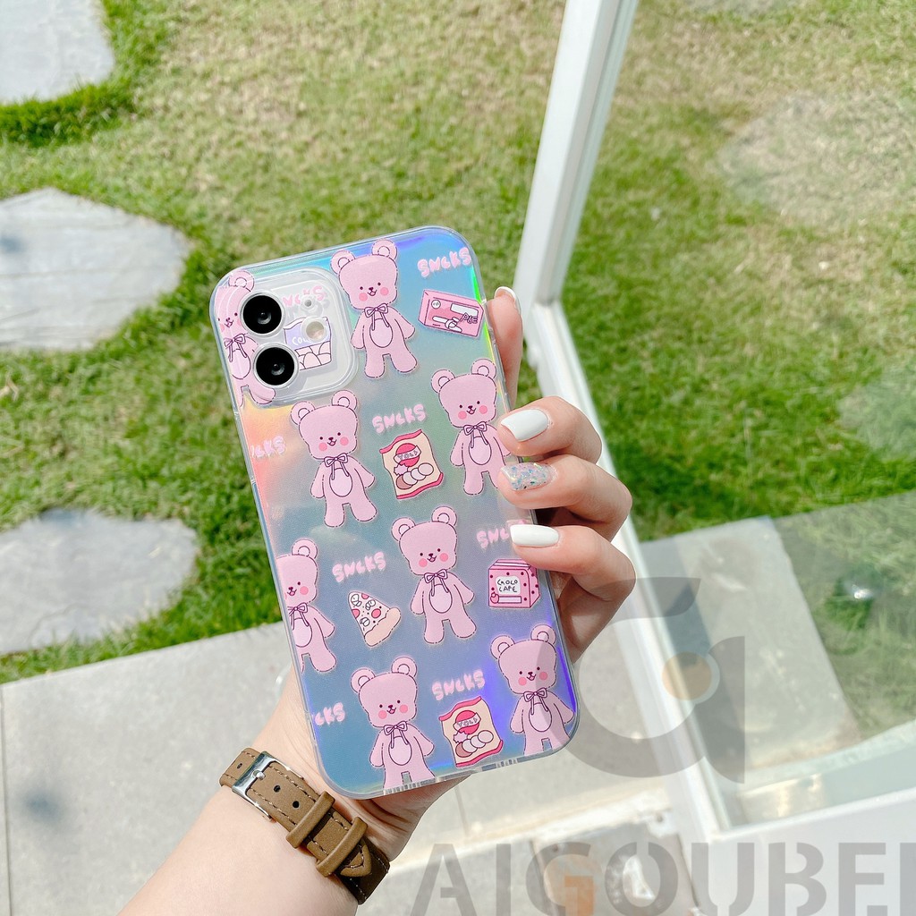 2021 New Laser Hàn Quốc Phong cách kẹo gấu Vỏ điện thoại silicon 12 12Pro 12ProMax 11Pro 11ProMax 7 8 7Plus 8Plus X XS XR XSmax Vỏ mềm mờ | BigBuy360 - bigbuy360.vn