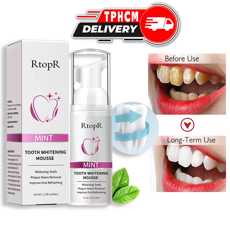 RtopR Bọt Tẩy trắng Răng Tinh Chất Làm Sạch Răng Kem Đánh răng Khử Mùi Hôi Miệng Mousse Teeth Whitening Clean Teeth 60ml