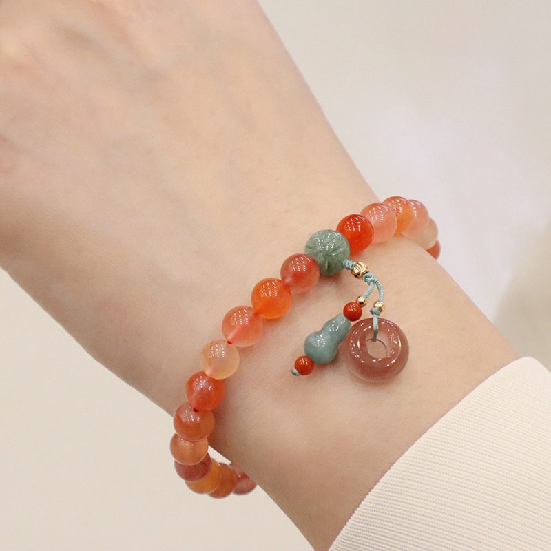 [Hàng Mới Về] Vòng Tay Hạt Mã Não Và Hồ Lô Thiết Kế Niche Thời Trang Mùa Thu Cho Nữ