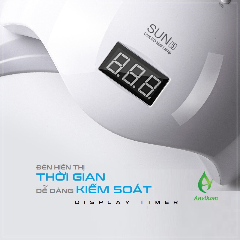 MÁY HƠ GEL- MÁY SẤY MÓNG - ĐÈN SẤY MÓNG SUN 5 TEM XANH CHÍNH HÃNG 48W UV/LED DỤNG CỤ LÀM MÓNG NAIL ANVIHOM | BigBuy360 - bigbuy360.vn