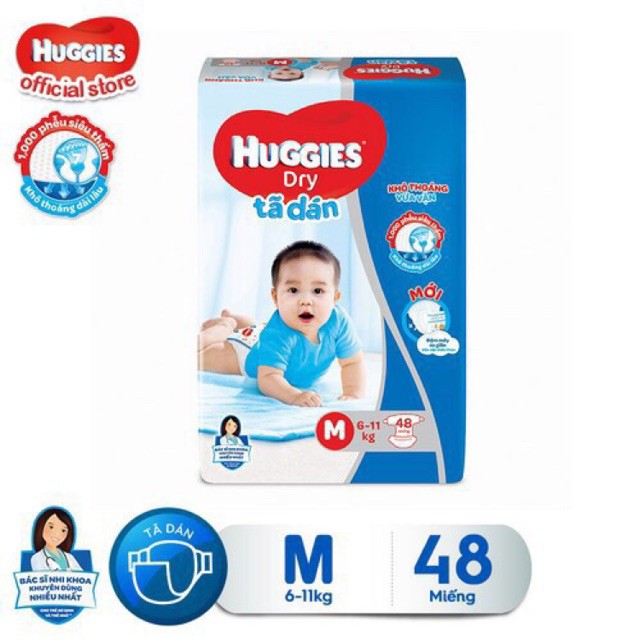 Tã Dán Sơ Sinh Huggies Size S56 - M48 - L42 - XL38