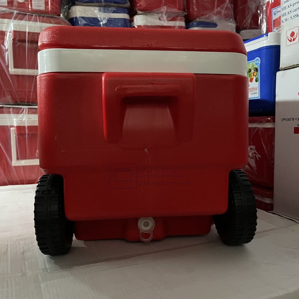 Thùng đá vuông có bánh xe giữ lạnh 3 ngày dung tích 68L Happy Cooler dày hơn thùng đá Hiệp Thành