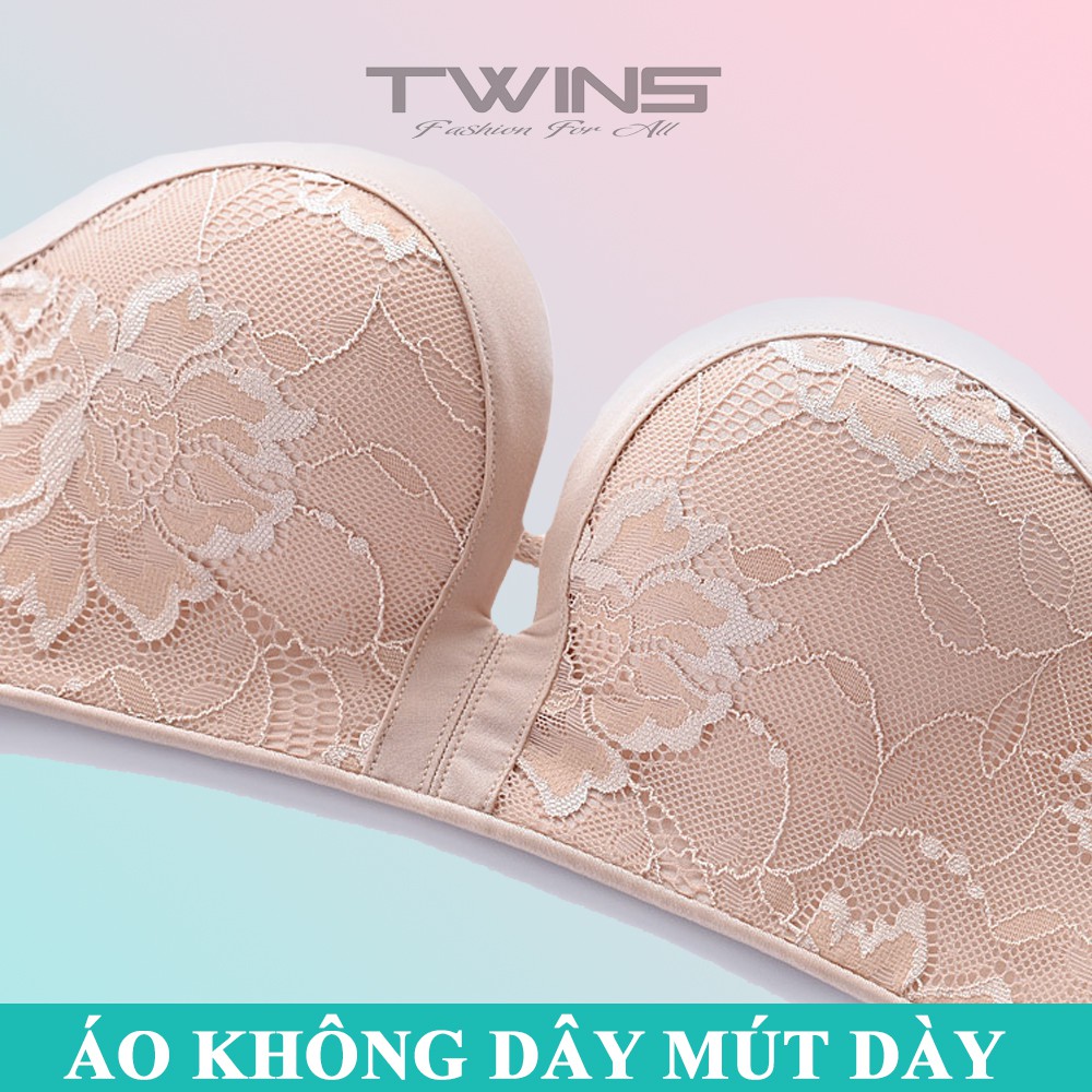 Áo ngực không dây nữ mút dày nâng ngực không gọng viền silicon chống tụt Đài Loan size 32-34-36-38 mặc áo đầm hở vai