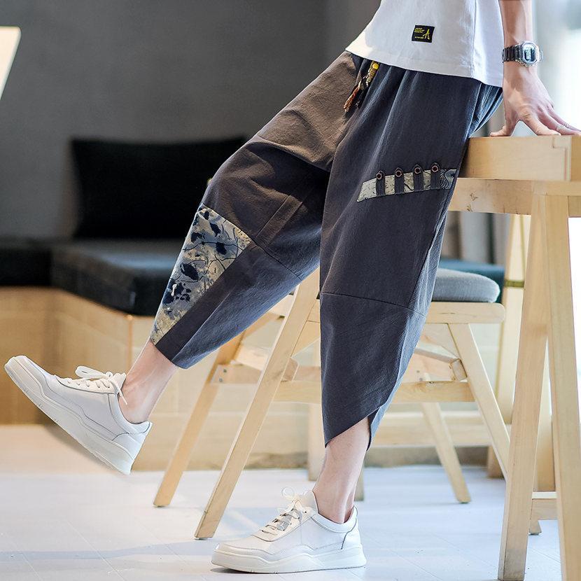 Quần Lửng Cotton Lanh Ống Rộng 7 Tấc Thời Trang Hàn Quốc Cho Nam