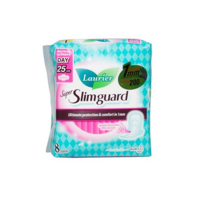 BĂNG VỆ SINH LAURIER SUPER SLIMGUARD 25CM CÓ CÁNH GÓI 8 MIẾNG - 16 MIẾNG