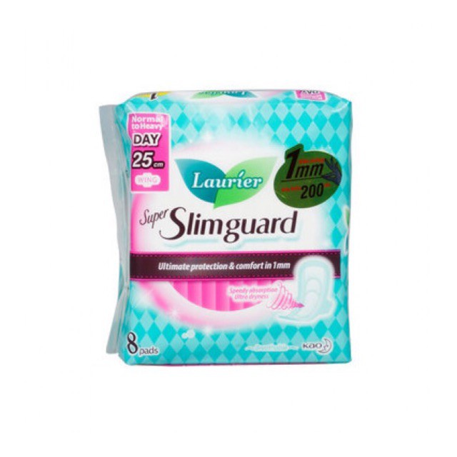 BĂNG VỆ SINH LAURIER SUPER SLIMGUARD DAY 25CM CÓ CÁNH GÓI 8 MIẾNG - 16 MIẾNG