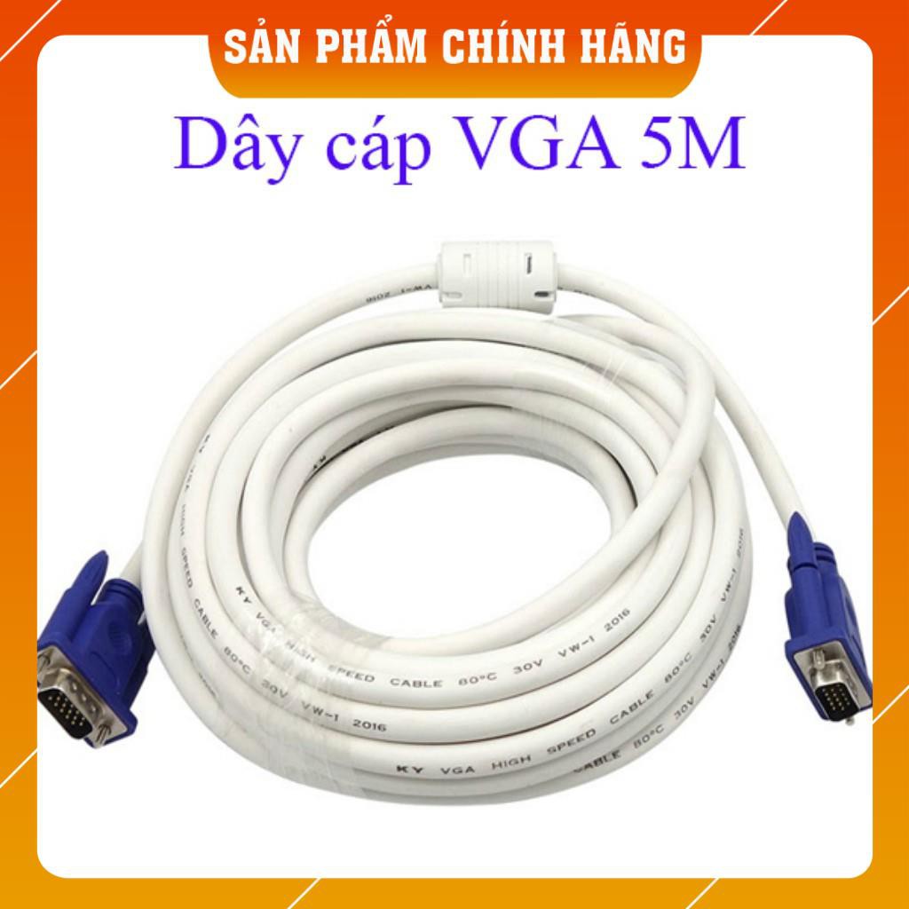 Dây VGA - Cáp VGA 5 mét - 2 đầu màu xanh- Chống nhiễu - Bảo hành 3 tháng [LỖI 1 ĐỔI 1]