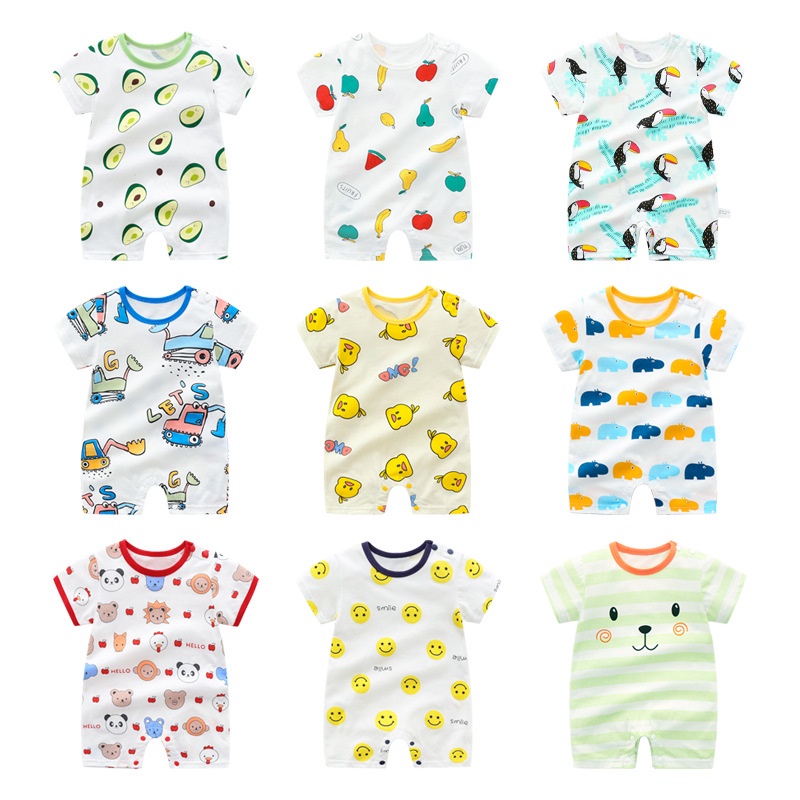 Bộ Áo Liền Quần Cotton In Hoạt Hình One piece Dễ Thương Cho Bé