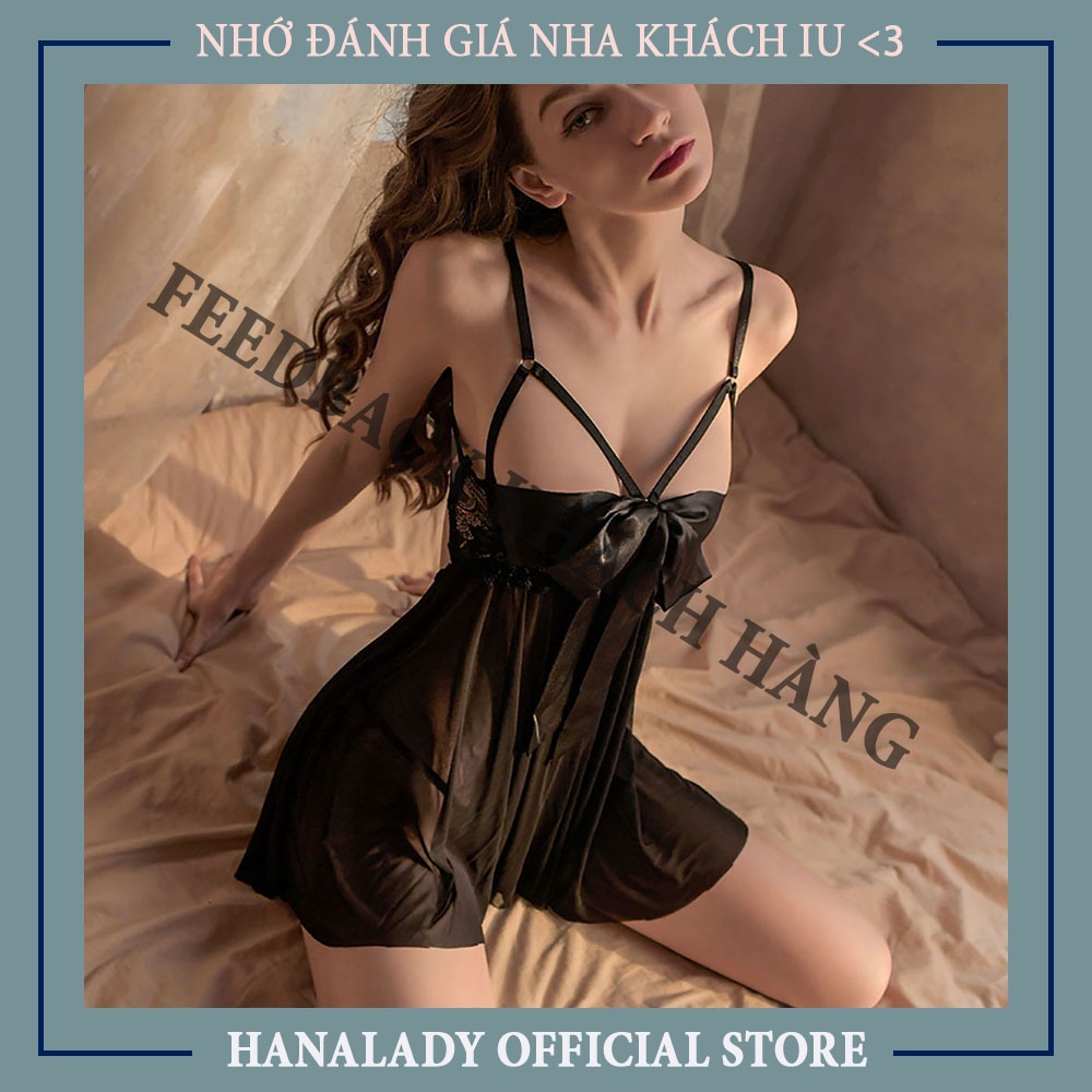 Váy ngủ xuyên thấu, váy ngủ hở ngực gợi cảm chất liệu voan cao cấp, có 2 màu đen trắng, váy ngủ V458