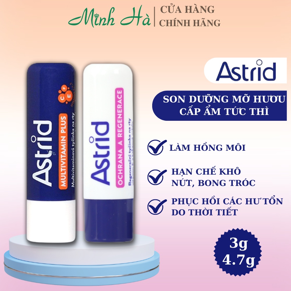 Son dưỡng mỡ hươu Astrid 4,7g giúp dưỡng môi mềm và hồng hào