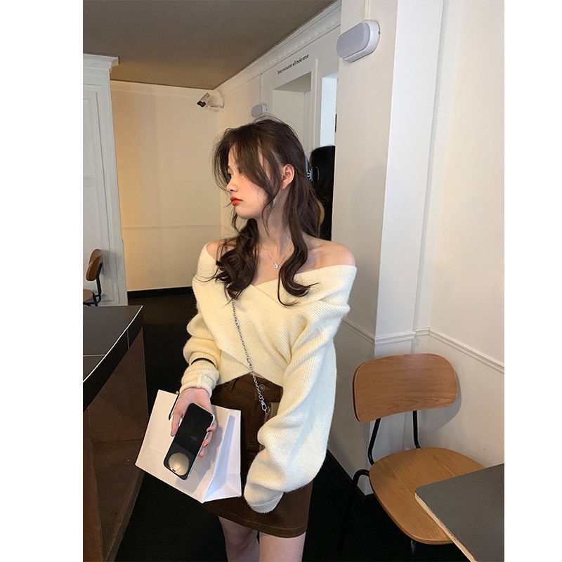 Áo len nữ cổ chữ V dáng rộng phong cách Hàn Quốc 77