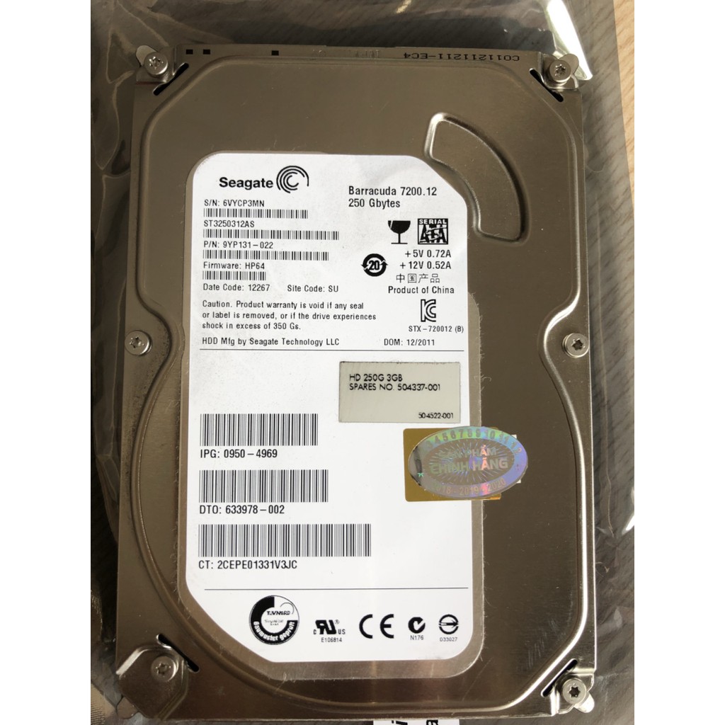 HDD 250G seagate dùng cho máy tính để bàn ( Bảo hành 24 T ) Nhâp Khẩu