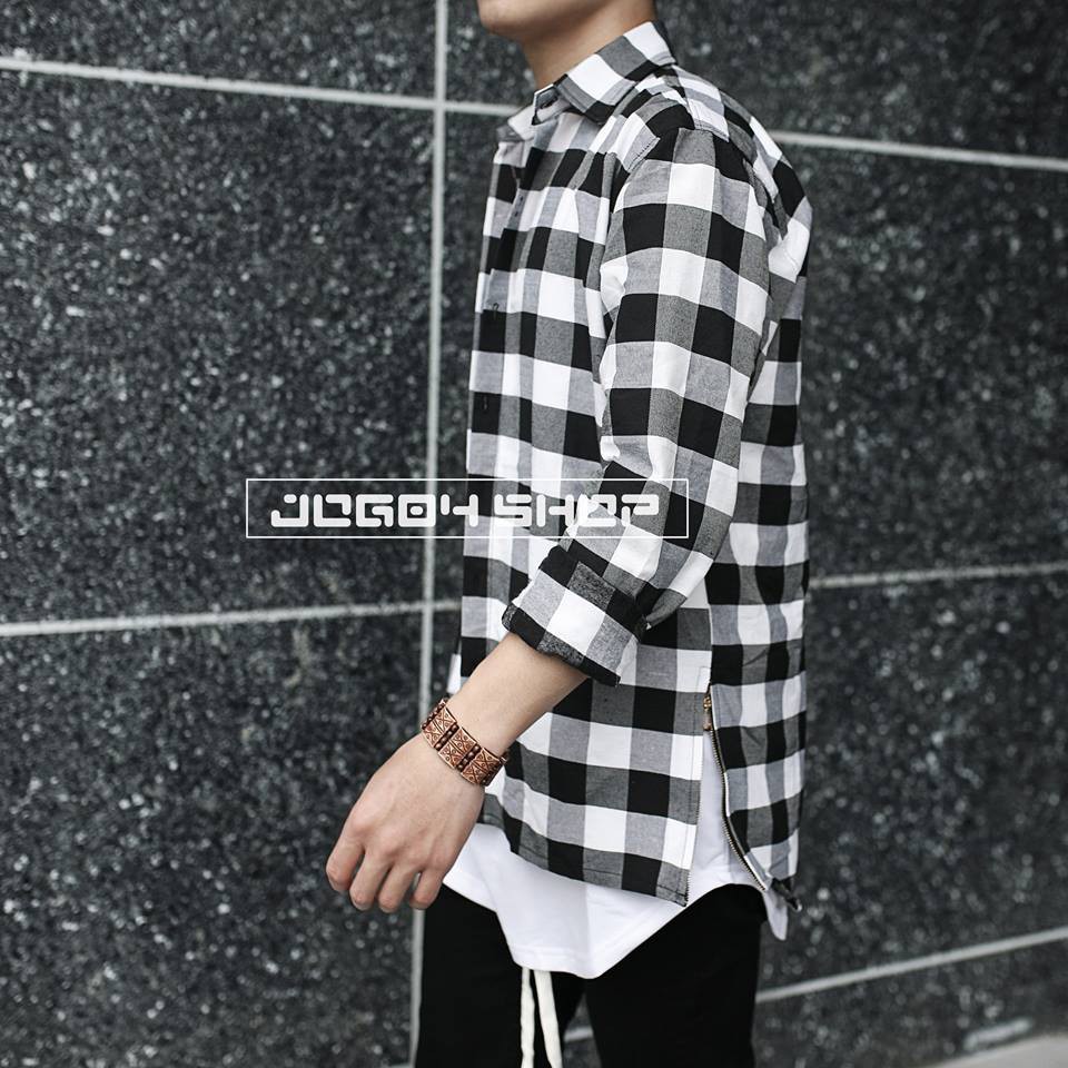 Áo Sơ Mi Caro Flannel Zipper Nam Nữ Unisex