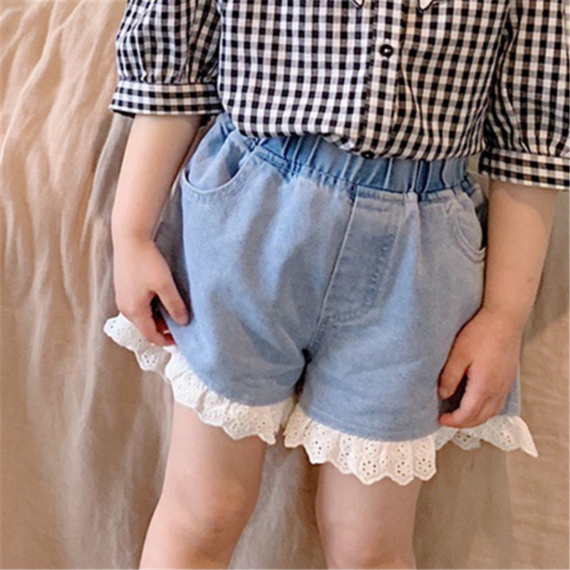 Quần short jean denim cho bé gái phong cách Hàn Quốc cực xinh hàng Quảng Châu chất đẹp loại 1