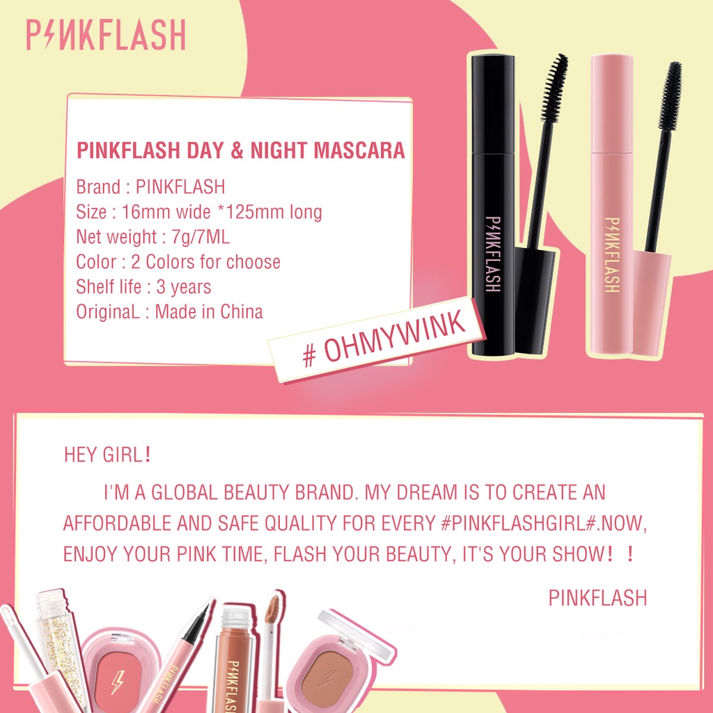 Mascara PINKFLASH Chải Mi Chống Thấm Nước Tiện Lợi Chất Lượng Cao 30g
