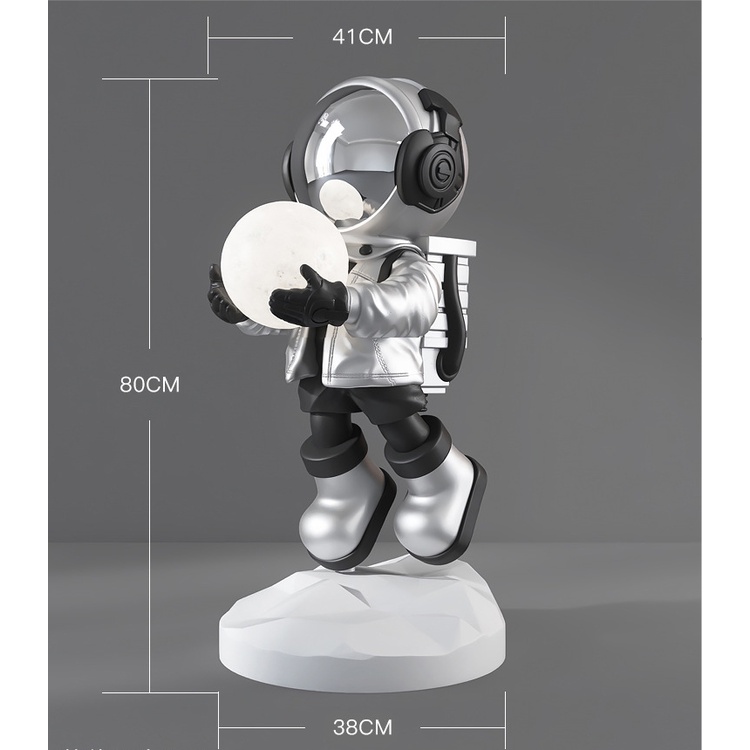 Tượng mô hình phi hành gia cao 80cm ôm đèn trang trí cực đẹp, siêu hot,quà tặng tân gia,khai trươ độc đáo và thời thượng