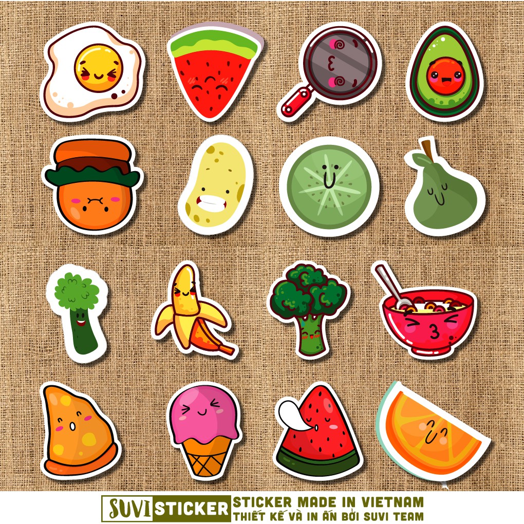 50 Sticker Food chống nước sticker dán laptop, điện thoại, đàn guitar, mũ bảo hiểm, vali. F03