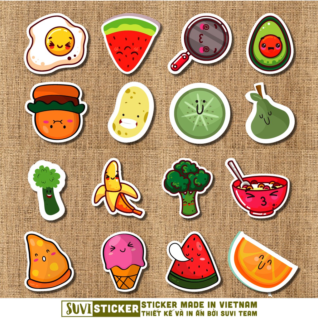 Sticker Food chống nước sticker dán laptop, điện thoại, đàn guitar, mũ bảo hiểm, vali. F03