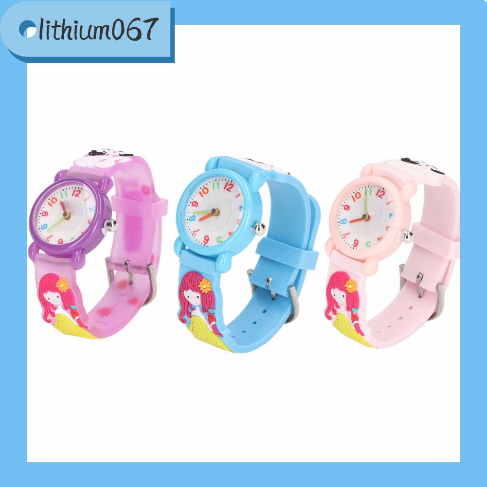 Lithium067 Lithium067 Đồng hồ trẻ em 3D Phim hoạt hình silicone không thấm nước mèo con mô cô gái cho bé từ 3 đến 8 tuổi