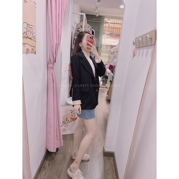 Khoác Vest Blazer 2 Lớp Túi Đắp Có Size 2Màu( SẴN/ẢNH THẬT)