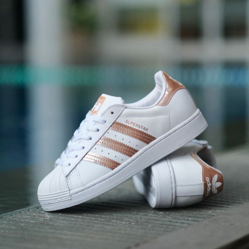 Giày thể thao Adidas Superstar màu trắng hồng vàng chính hãng cho nữ