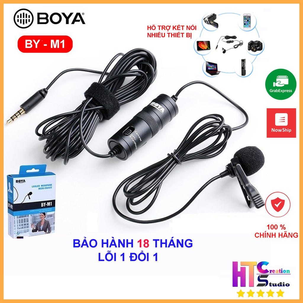 Micro Ghi Âm Cài Áo Boya BY M1, Mic Thu Âm Chuyên Nghiệp Cho Youtuber, Livestream, Tiktok - Hàng Chính Hãng