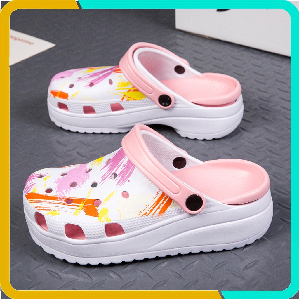 Dép Sục Cross Piart Nam Nữ Thời Trang Phong Cách Hàn Quốc, Đế Cao 5cm, Chống Trơn Trượt, Tặng Kèm Sticker Dễ Thương