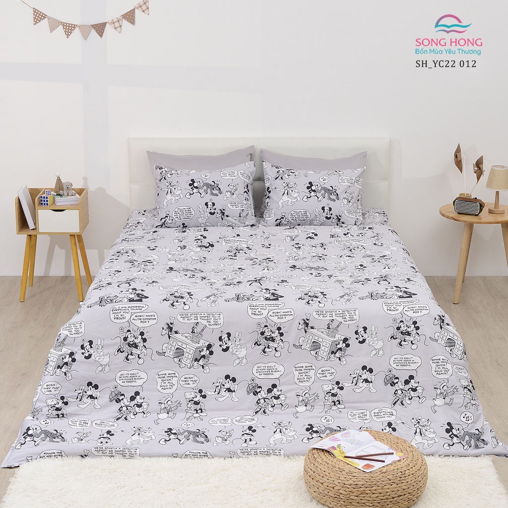 Bộ chăn ga gối trẻ em 1.2*2m dòng Disney - Sông Hồng chính hãng - Chất cotton