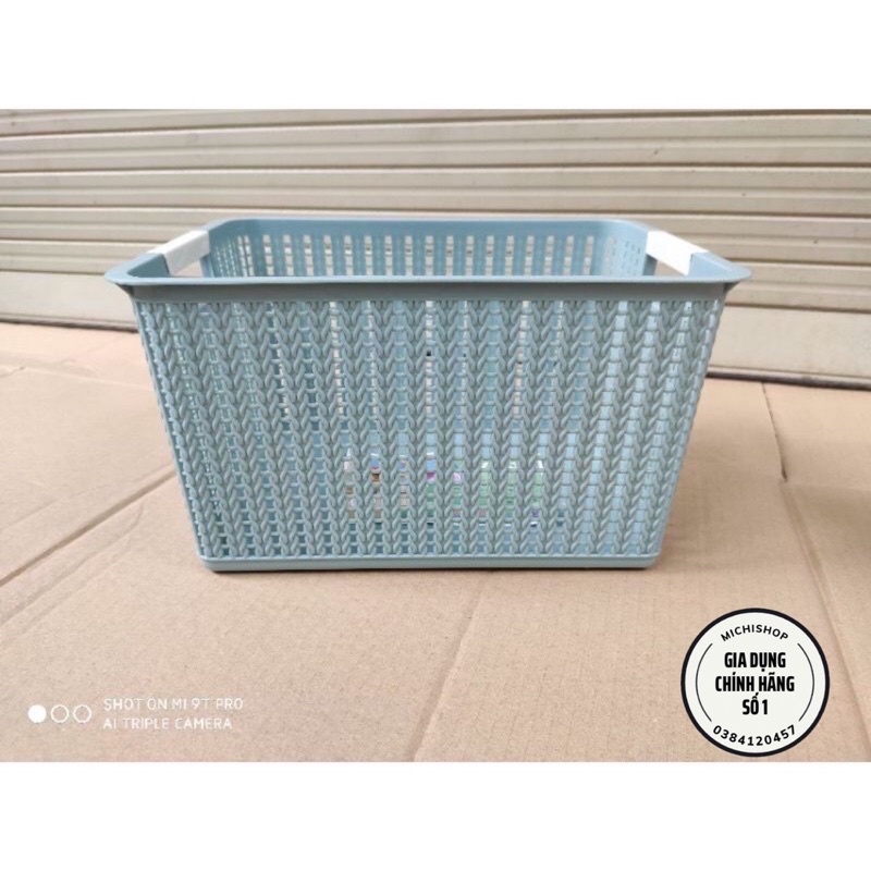 Rổ đan mây đựng đồ đa năng nhựa Việt Nhật, giỏ đựng quần áo, đồ chơi, đồ dùng văn phòng tiện dụng - MS3415