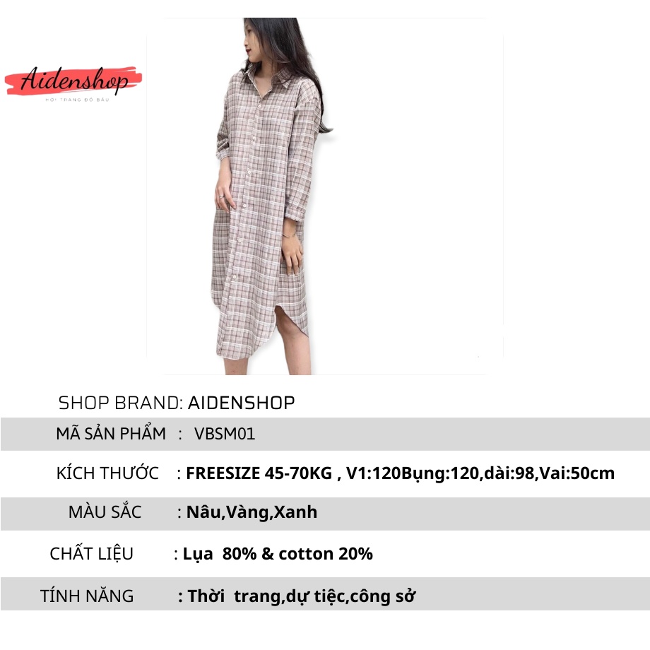 Váy bầu thời trang thiết kế Aidenshop Đầm bầu sơ mi đẹp sau sinh