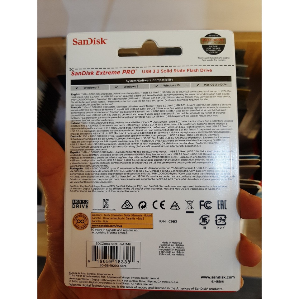 USB3.2 3.1 Extreme Pro CZ880  - 128GB I 256GB I 512GB I 1TB