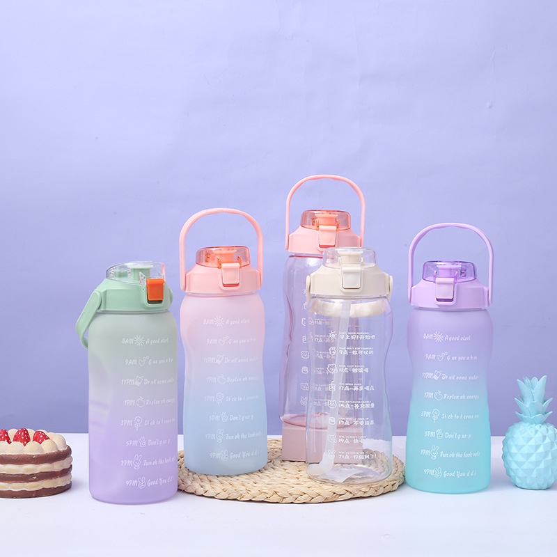 Bình Nước 1500ml Cao Cấp, Chia Vạch Khung Giờ,Bình Nước Thể Thao Có Ống Hút & Sticker Tặng Kèm ,Bình Nước TMBOOKS