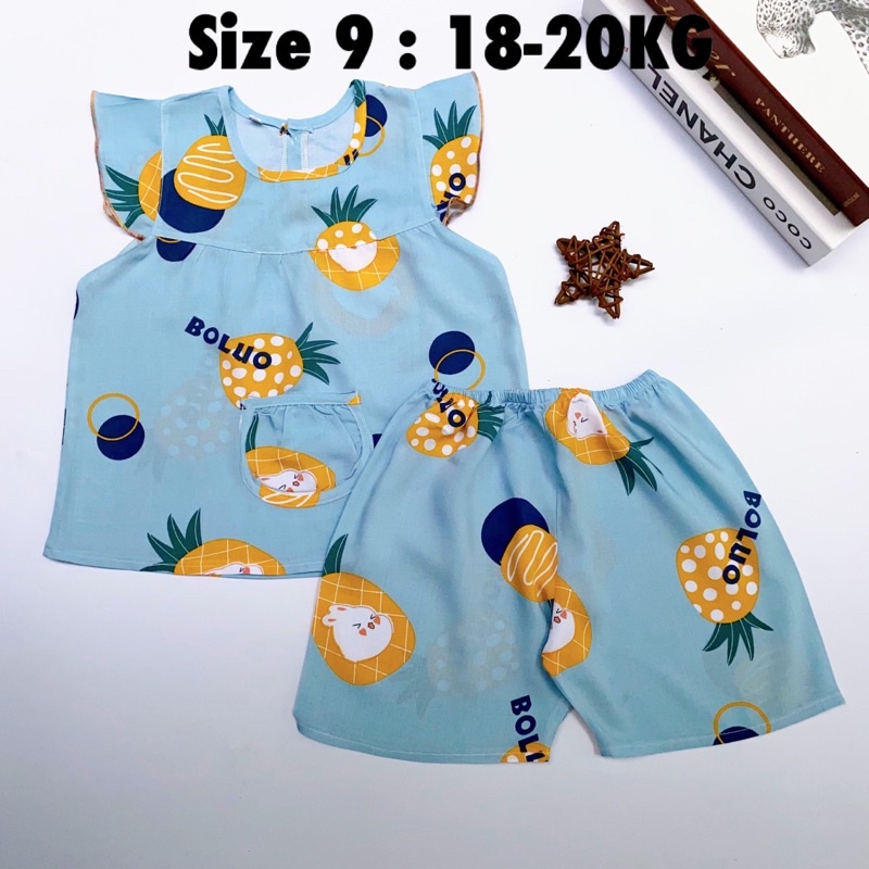Đồ lanh cho bé gái, bộ tole bé gái cánh tiên quần đùi 18-20kg ít nhăn, ít rút thấm hút tốt - Pigbabystore