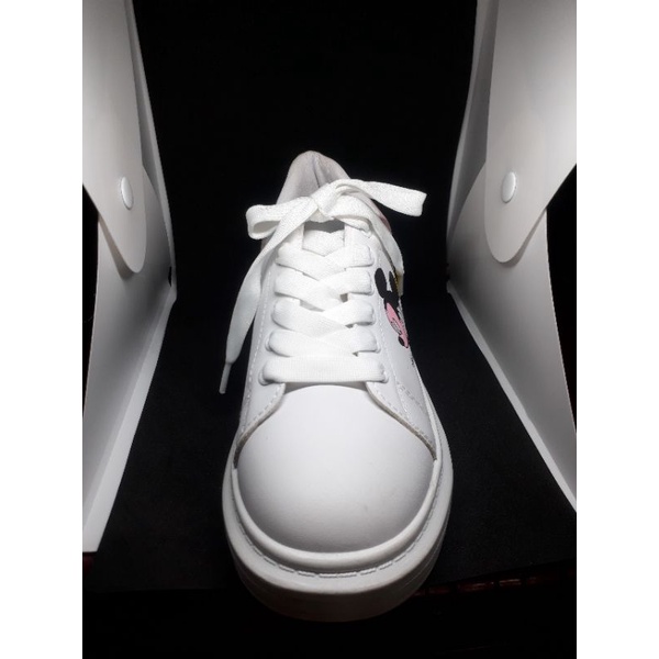 Giày thể thao nữ / sneaker tăng chiều cao chuột Mickey màu trắng gót hồng