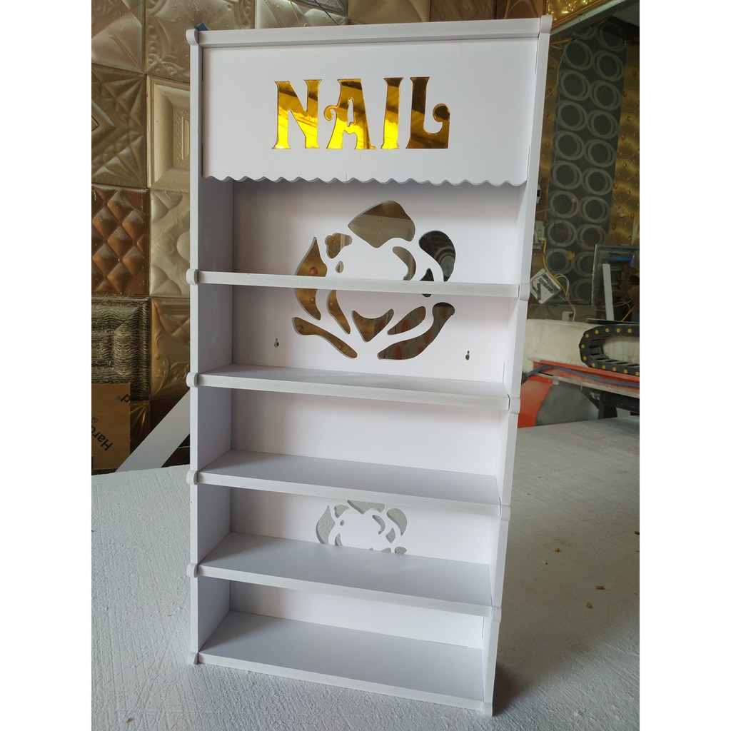 Kệ để đồ nail, nước sơn nail treo tường pvc Full Bộ Kèm Vít