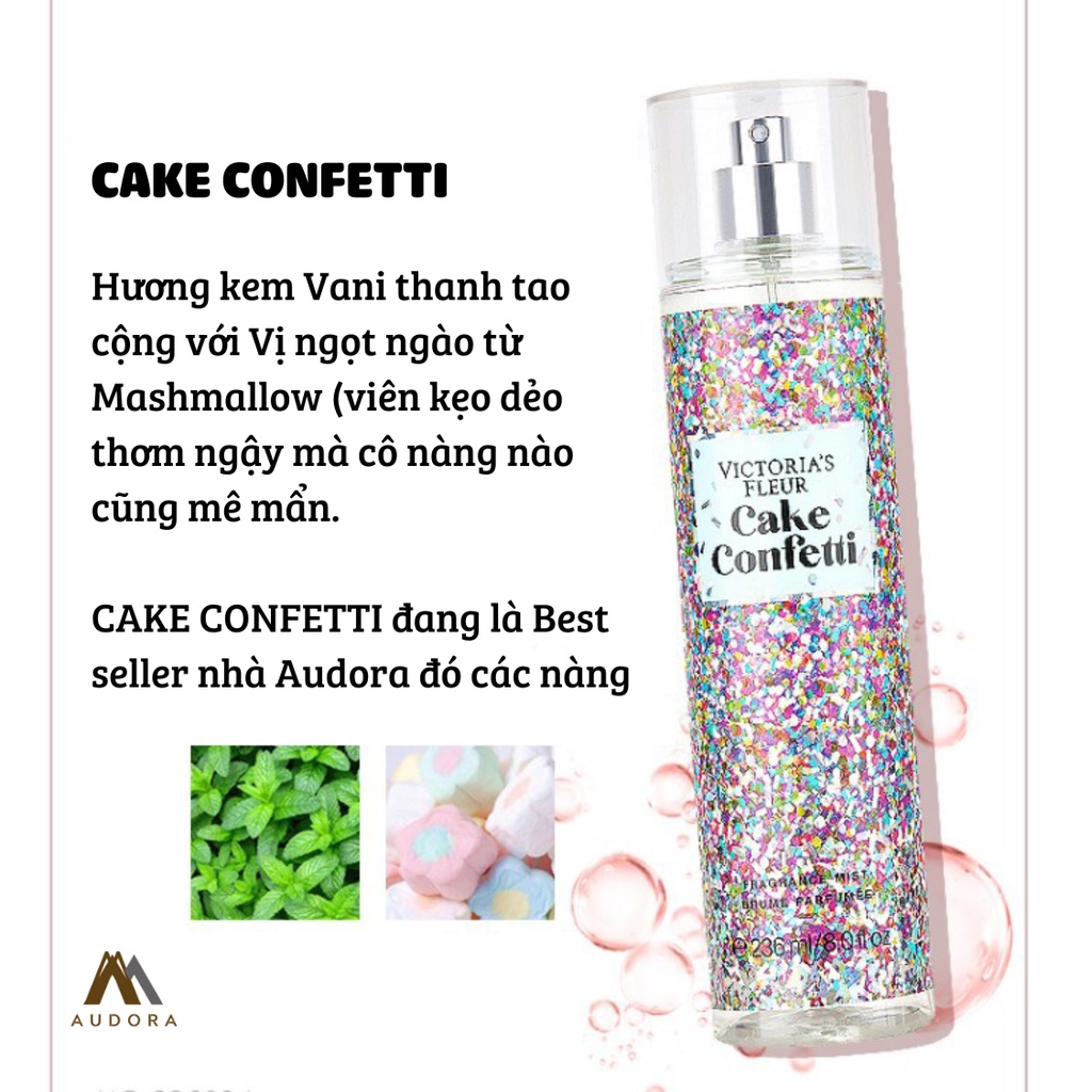 Xịt Thơm Toàn Thân Body Mist Victoria's Fleur, Cho cả Nam và Nữ, Tùy chọn 15 Mùi Lưu Hương Lâu Ngọt Ngào Tươi Mát 236ml