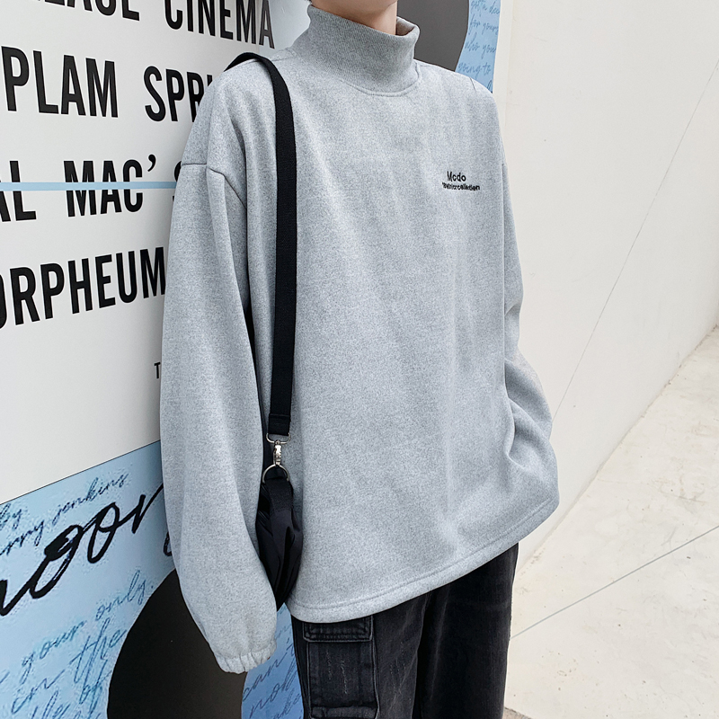 Áo sweater cổ cao tay dài dáng rộng màu trơn phong cách Hàn Quốc thời trang dành cho nam | BigBuy360 - bigbuy360.vn