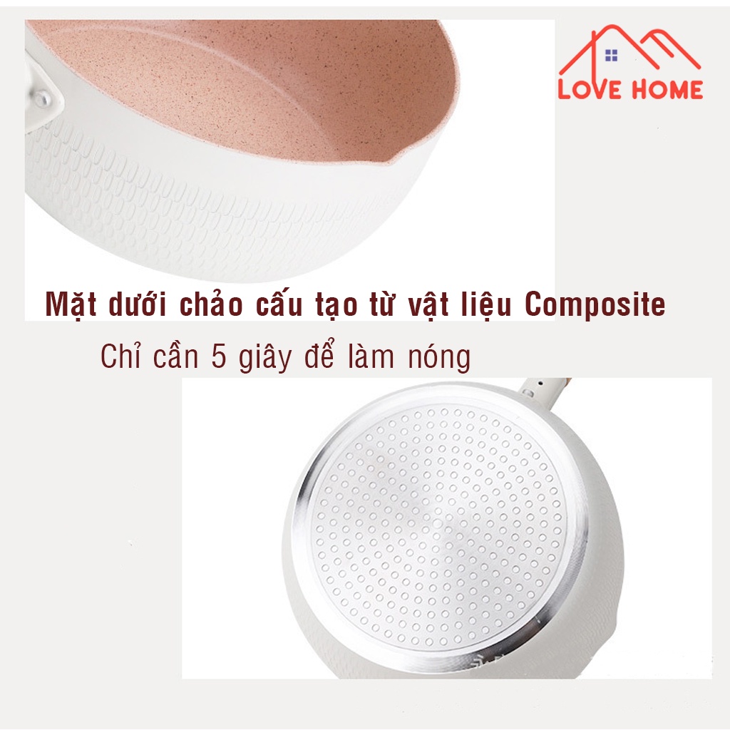 Chảo Vân Đá Sâu Lòng Chống Dính Đa Năng- Dùng trên mọi loại bếp với các Món Chiên, Rán, Xào, Hầm Canh, Nấu Cháo, Sữa